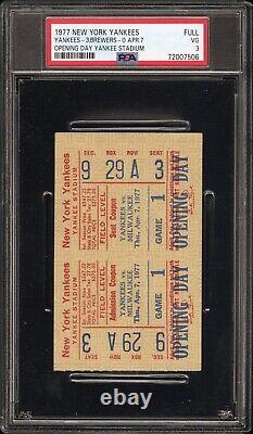 1977 New York Yankees Full Ticket Opening Day Yankee Stadium Psa 3 506