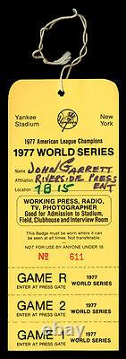 1977 World Series Press Pass New York Yankee Stadium Games 1 2 Mark Garrett