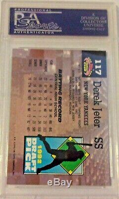 1993 Stadium Club DEREK JETER Rookie Card # 117 PSA Mint 9 New York Yankees