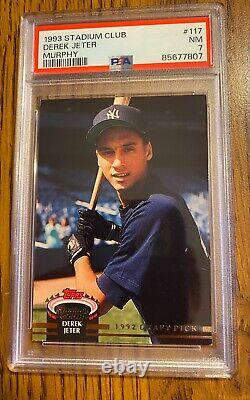 1993 Topps Stadium Club Murphy Derek Jeter #117 Psa Nm 7 Yankees Rookie Hof