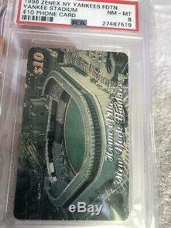 1996 Zenex New York Yankees Foundation /1000 PSA 8 Stadium $10 Phone Card Rare