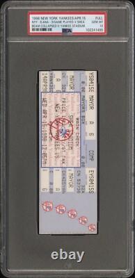 1998 New York Yankees Full Ticket Apr 15 @ Shea Beam Collapsed Stadium Psa 10 5