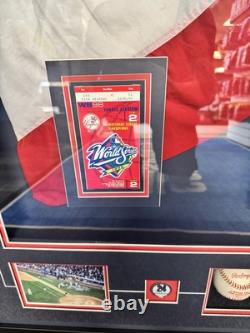1998 Yankees Stadium World Series BUNTING Framed Display Ticket Ball Program +