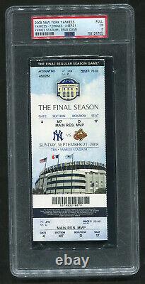2008 9/21 New York Ny Yankee Stadium Final Game Ticket Psa 5