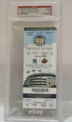 2008 Final Game At Old Yankee Stadium FULL Ticket PSA EX-MT 6 Historic Ticket