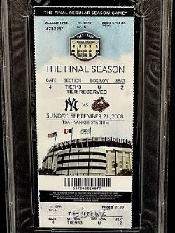 2008 Final Game Yankee Stadium Ticket PSA 5 New York Yankees 9/21/08 MLB