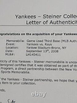 2008 Final Season Game Used Old Yankee Stadium 3rd Base Dual Steiner Mlb Coa