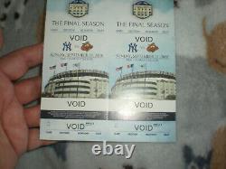 2008 Ny Yankees Stadium Final Game My Ticket Holder Souvenir Attached Pair