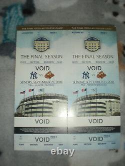 2008 Ny Yankees Stadium Final Game My Ticket Holder Souvenir Attached Pair