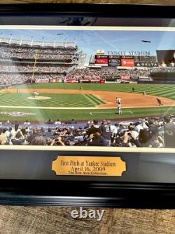 2009 First Pitch YANKEE STADIUM New York Panoramic POSTER Framed 41x16 ICONIC