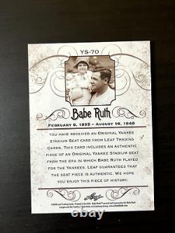 2016 Leaf Babe Ruth Collection Yankee Stadium Seat Relic 5/5 #YS-70 SSP New York