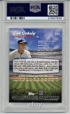 2017 Topps Stadium Club Lou Gehrig Card New York Yankees Psa 10 Low Pop 8 Rare