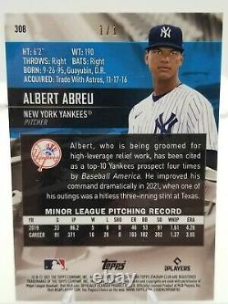 2021 Topps Stadium Club Chrome Albert Abreu 1/1 RC SUPERFRACTOR! NY Yankees