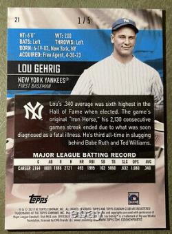 2021 Topps Stadium Club Chrome LOU GEHRIG RED Refractor #/5 SSP Yankees