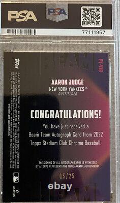 2022 Stadium Club Chrome Aaron Judge Beam Team Auto 5/25 PSA9 New York Yankees