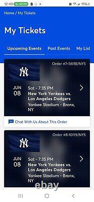 2 New York Yankees vs. LA Dodgers Tickets (6/8/24)