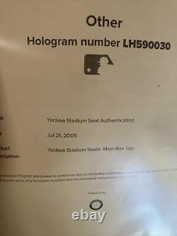 2 with MLB holograms original NEW YORK Yankee Stadium Seat SEATING #6&7DEAL$wow