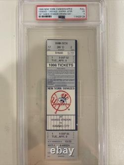 4/9/96 Derek Jeter 1st Career Opening Day Yankee Stadium Season Fullticket Psa 5