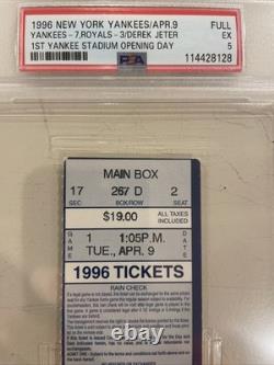 4/9/96 Derek Jeter 1st Career Opening Day Yankee Stadium Season Fullticket Psa 5