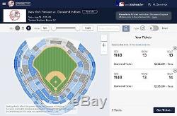 4 Yankees vs Indians FIELD LEVEL tickets for Sunday, August 18th for HALF PRICE