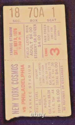 5-8-76 PELE GOAL NEW YORK COSMOS TICKET v PHILADELPHIA YANKEE STADIUM