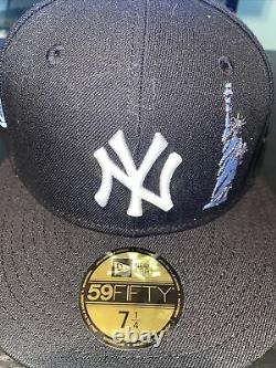 7 1/4 new york yankees black yankee stadium icy blue bottom fitted hat