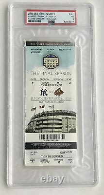 9/21/08 New York Yankees Stadium Final Game Full UNUSED Tix Ticket Stub PSA 3 VG