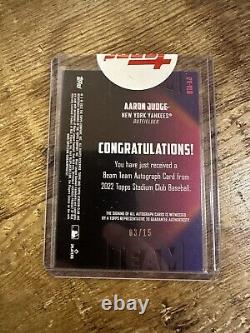Aaron Judge 2022 Stadium Club Beam Team Auto 03/15 Yankees On Card Topps