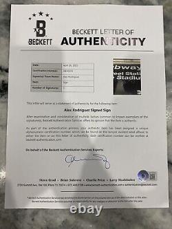 Alex Rodriguez Signed Yankee Stadium Subway Transit Sign New York Yankees BAS