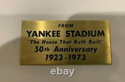 Authentic Rare 1973 Yankee Stadium Bleacher Seat & Brass Plaque New York Yankees