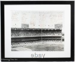 Awesome Vintage New York Yankees Stadium Hand Signed Photo 75 Signatures, Framed