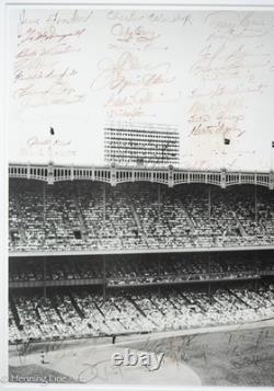 Awesome Vintage New York Yankees Stadium Hand Signed Photo 75 Signatures, Framed