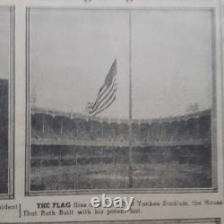 Babe Ruth Dies New York Yankees 1948 Original 8 Pg Supplement Yankee Stadium