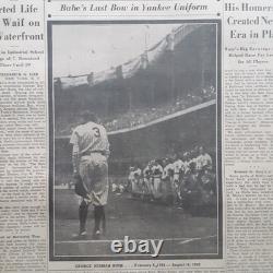 Babe Ruth Dies New York Yankees 1948 Original 8 Pg Supplement Yankee Stadium