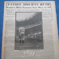 Babe Ruth Dies New York Yankees 1948 Original 8 Pg Supplement Yankee Stadium