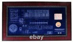 Blueprint Yankee Stadium w /Dirt & Monument Park Brick Framed Steiner XHC234