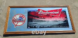 Budweiser New York Yankees Mirror Beer Sign Sport Bar Lounge Pub Mancave Stadium