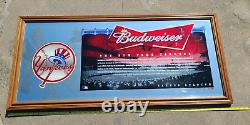 Budweiser New York Yankees Mirror Beer Sign Sport Bar Lounge Pub Mancave Stadium