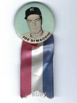 Circa1940s Joe DiMaggio New York Yankee Stadium Pin Back With Flag