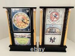DANBURY MINT NY YANKEES Stadium Wooden Desk Clock & Barometer Temp Gauge-HTF