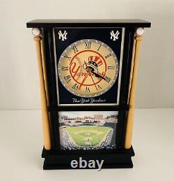 DANBURY MINT NY YANKEES Stadium Wooden Desk Clock & Barometer Temp Gauge-HTF