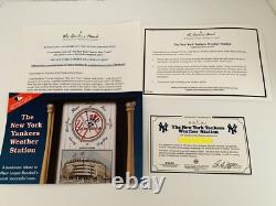 DANBURY MINT NY YANKEES Stadium Wooden Desk Clock & Barometer Temp Gauge-HTF