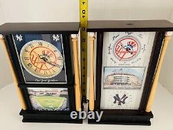 DANBURY MINT NY YANKEES Stadium Wooden Desk Clock & Barometer Temp Gauge-HTF