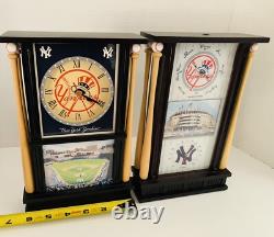 DANBURY MINT NY YANKEES Stadium Wooden Desk Clock & Barometer Temp Gauge-HTF