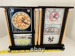 DANBURY MINT NY YANKEES Stadium Wooden Desk Clock & Barometer Temp Gauge-HTF