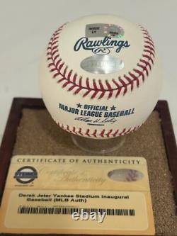 DEREK JETER Autographed baseball MLB 2009 Inaugural season Logo ball Steiner COA