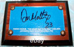 DON MATTINGLY SIGNED AUTO YANKEE STADIUM WALL PAD PLAQUE Mantle Jeter Judge NY