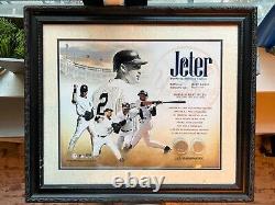 Derek Jeter Framed Memorabilia, Game-Used Bat Piece + Yankees Stadium Dirt 28x24