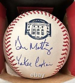 Don Mattingly Autograph Signed Yankee Stadium Logo Ball With Yankee Captain MLB