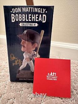 Don Mattingly Bobblehead with Signed Box Charities COA Autograph Auto Yankees SGA